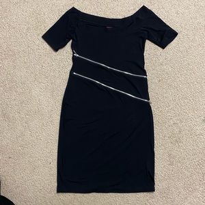 Switchblade Stiletto Black Zipper Pinup Rockabilly Wiggle Dress L